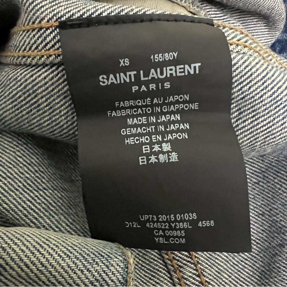 SAINT LAURENT Boyfriend Denim Blue Jean Jacket OversizenDistressed Light Wash XS - Picture 16 of 16